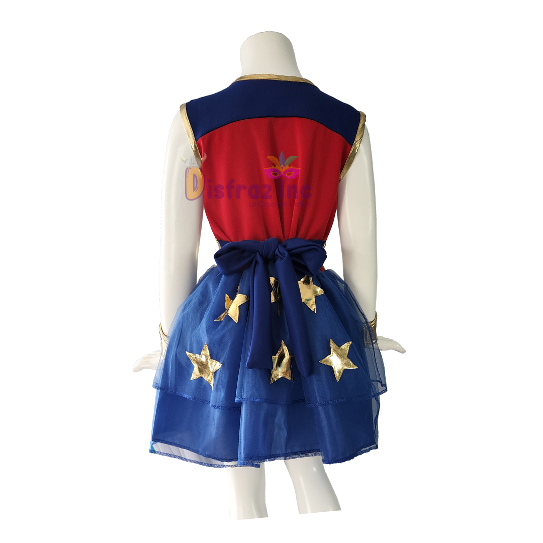 Disfraz Mujer Maravilla Tutu Vestido Superhéroe Cosplay Niña