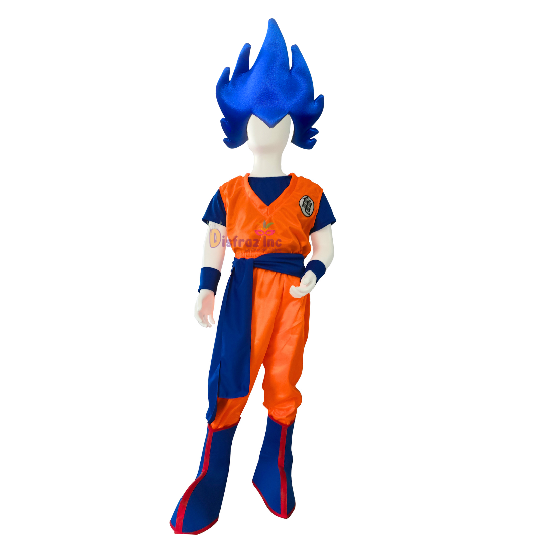 Disfraz De Goku Para Bebé 7-12 Meses | Body Azul Y Naranja Con Peluca Y Cubrebotas | Disfraz Anime Suave Y Cómodo Para Fiestas Y Fotos