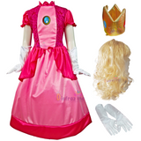 Disfraz Princesa Peach Vestido Reyna Princesa Super Mario Bros Cosplay Luigi Bros