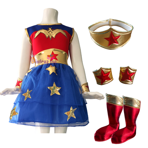 Disfraz Mujer Maravilla Tutu Vestido Superheroe Cosplay Nina DisfrazInc