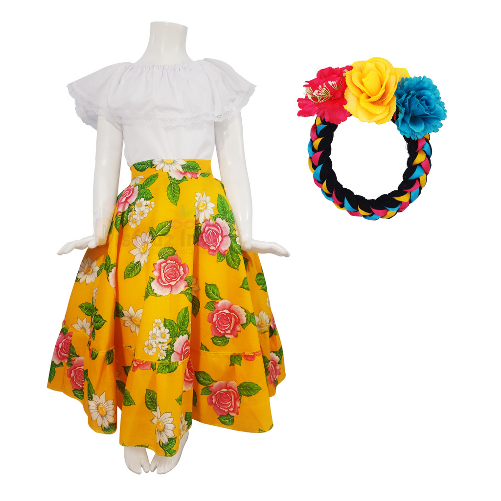 Disfraz Adelita Amarilla Tocado Vestido Patrio Nina Traje Mexicano F DisfrazInc